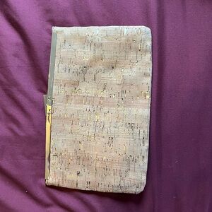 J. Crew Natural Cork Clutch with Gold Accents